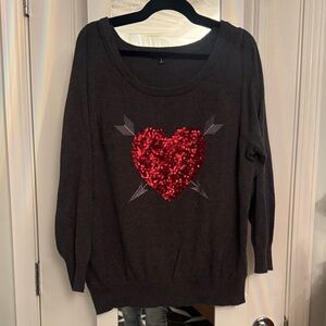 Torrid Black Sweater with Red Sequin Heart
